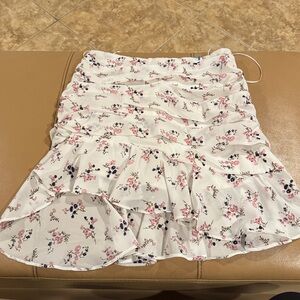 Franco Floral Flowy Ruffled Skirt